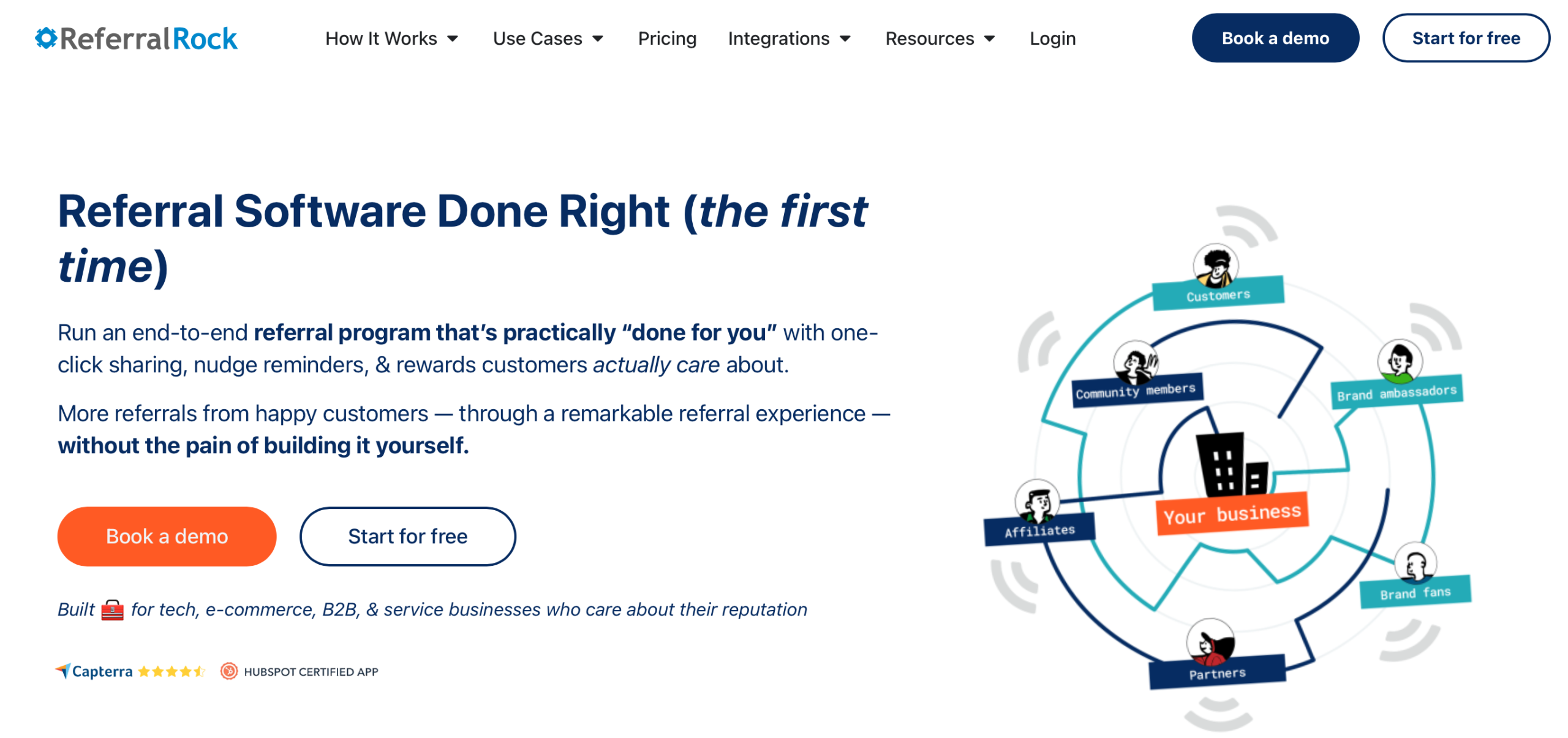 Screenshot of the Referral Rock Referral Software Homepage