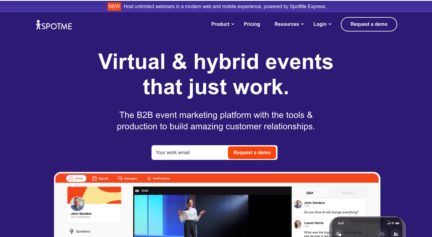 SpotMe homepage