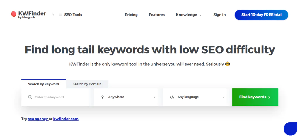 KWFinder homepage