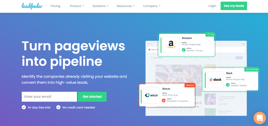 Lead Feeder Homepage