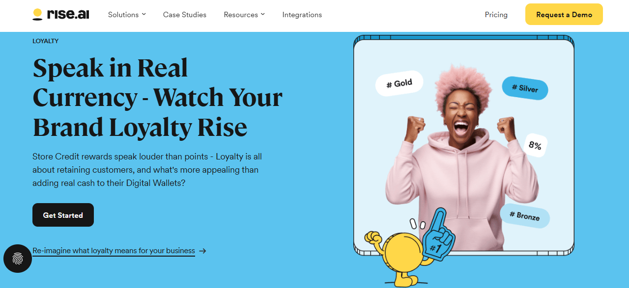 Screenshot of the Rise.ai Loyalty Homepage