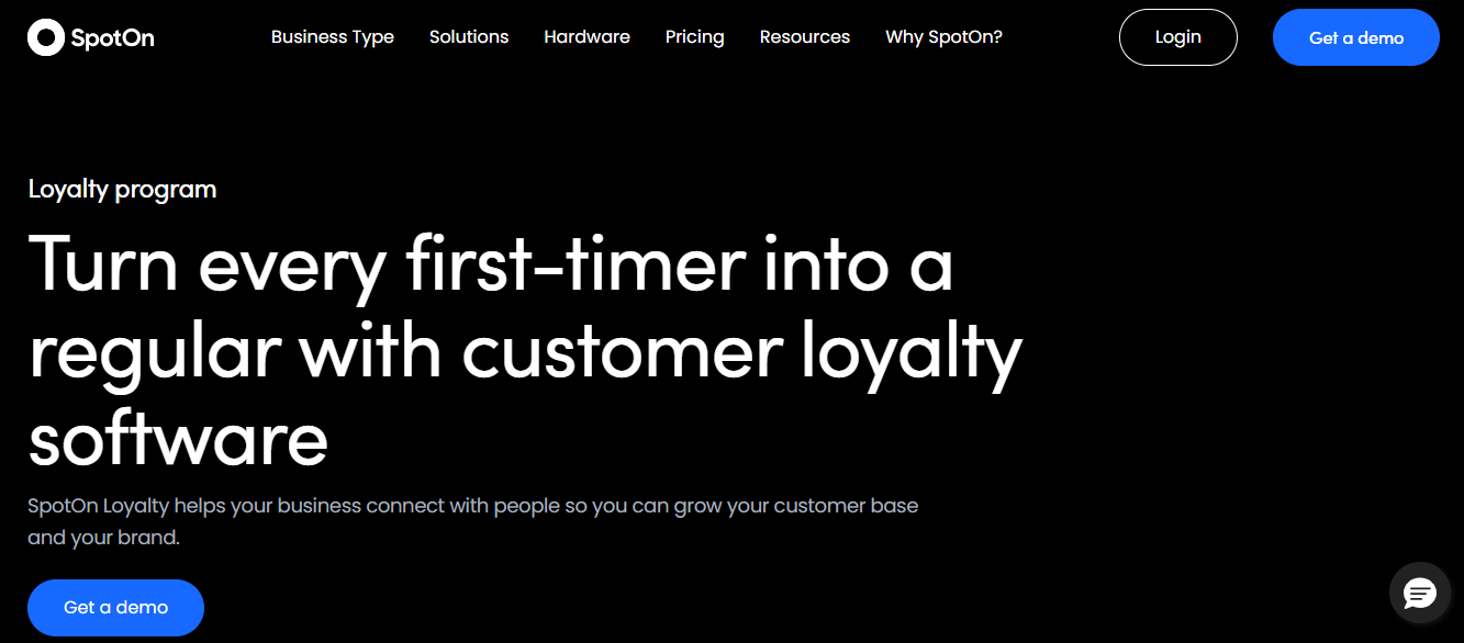 Screenshot of the SpotOn Loyalty Program Software Homepage