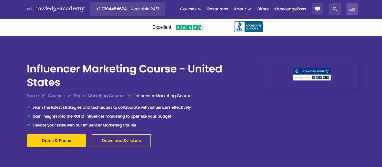 Influencer Marketing Masterclass – United States by The Knowledge Academy