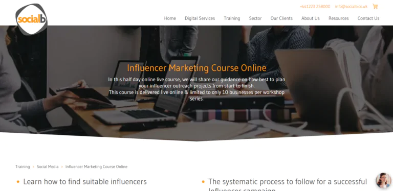 Socialb influencer marketing course