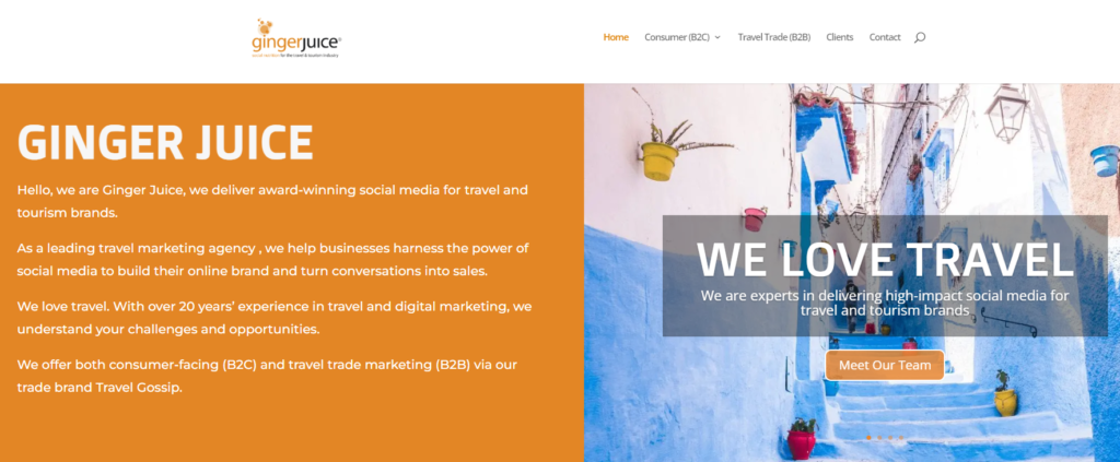 Ginger Juice Tourism Marketing Agency's homepage image