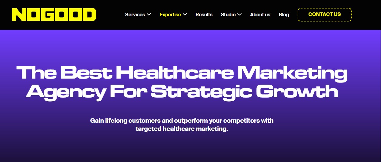 A homepage screenshot of NoGood Influencer Marketing agency that helps brands turn YouTube views into business while redefining their marketing funnel approach.