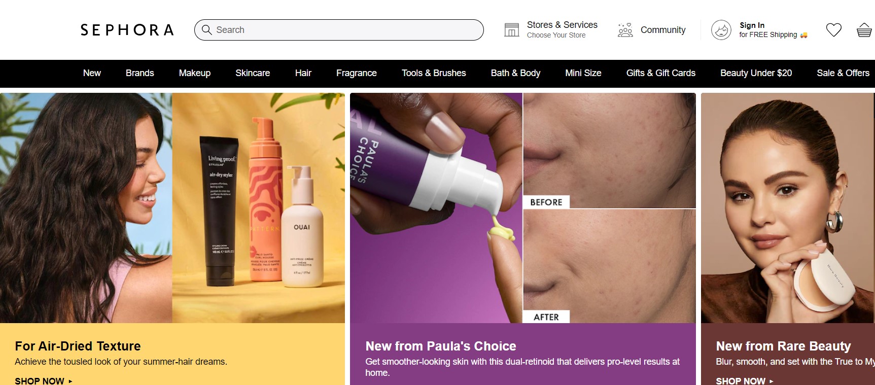 sephora homepage screenshot