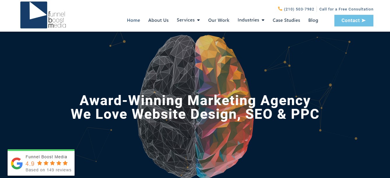 Funnel Boost Media Marketing Agency in Texas - Screenshot of homepage