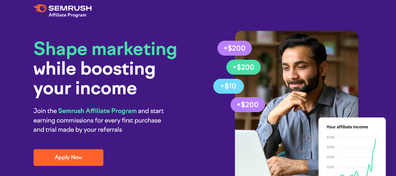 Screenshot of the Semrush Affiliate Program's Homepage