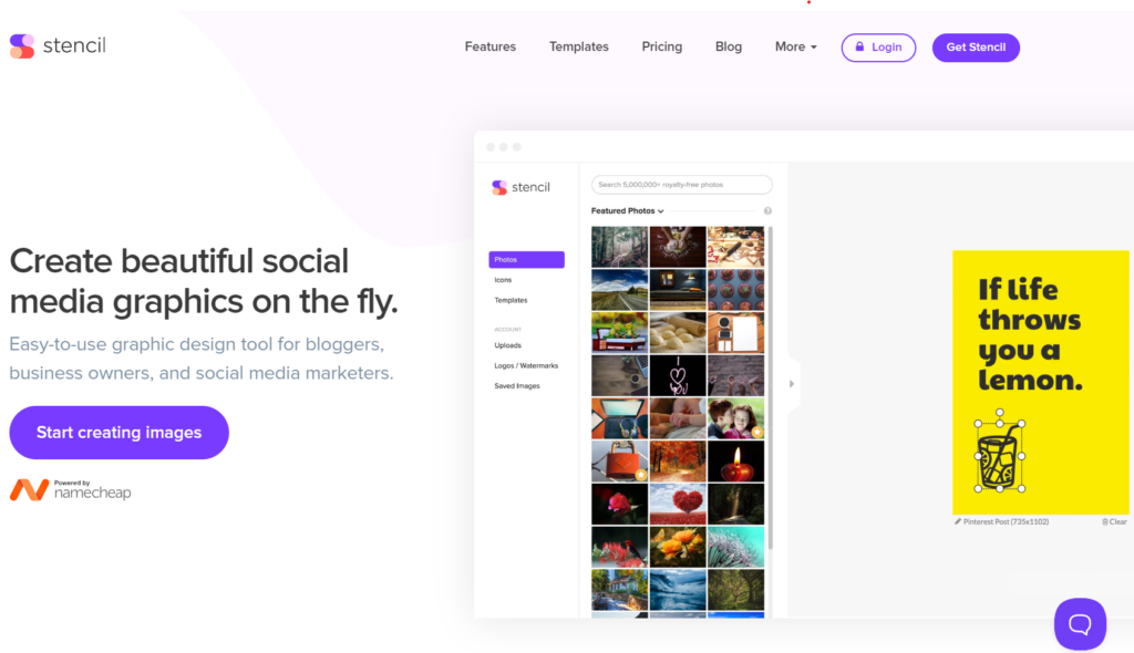 GetStencil Homepage (free Canva alternatives)