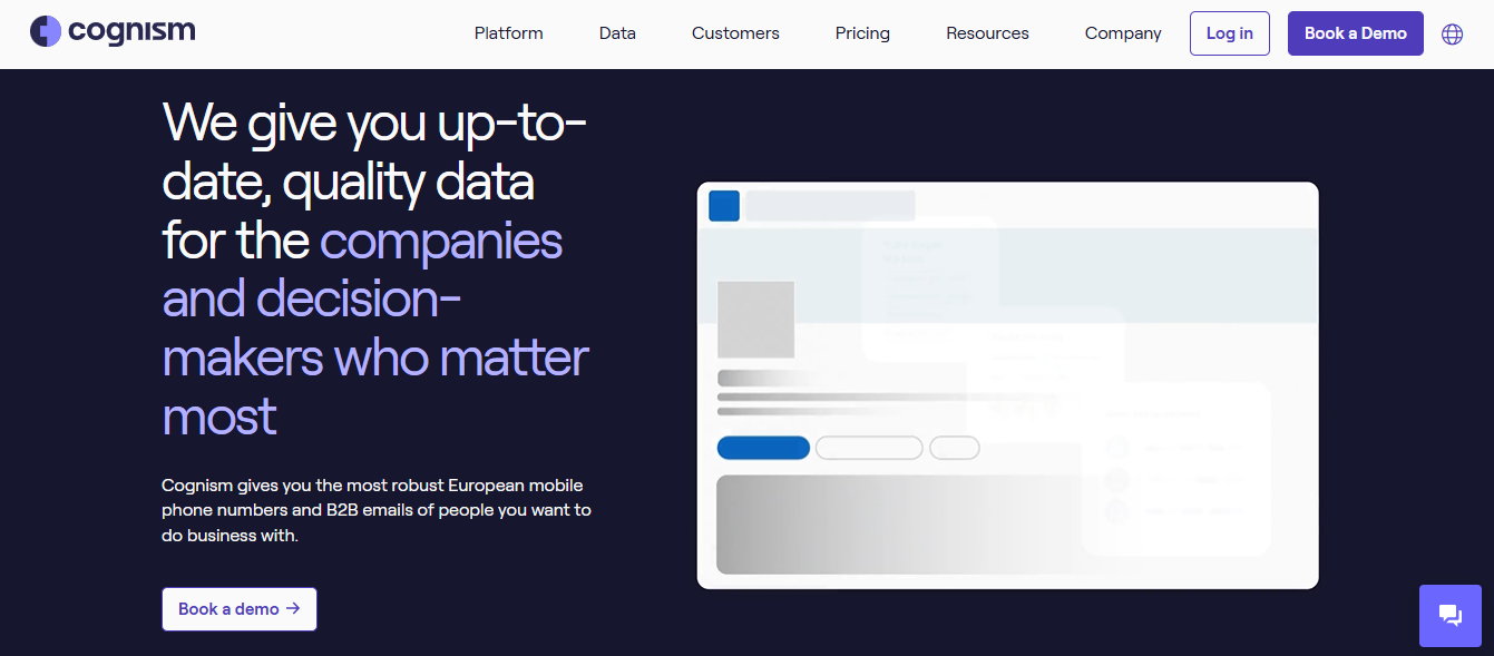 Screenshot of the Cognism homepage
