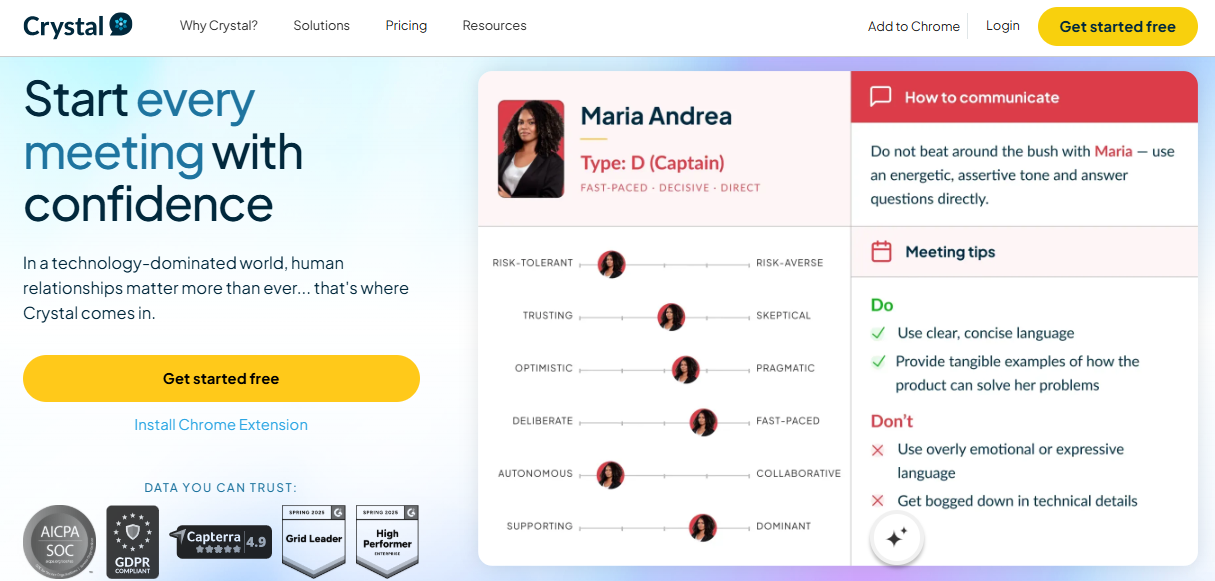 Screenshot of the Crystal homepage
