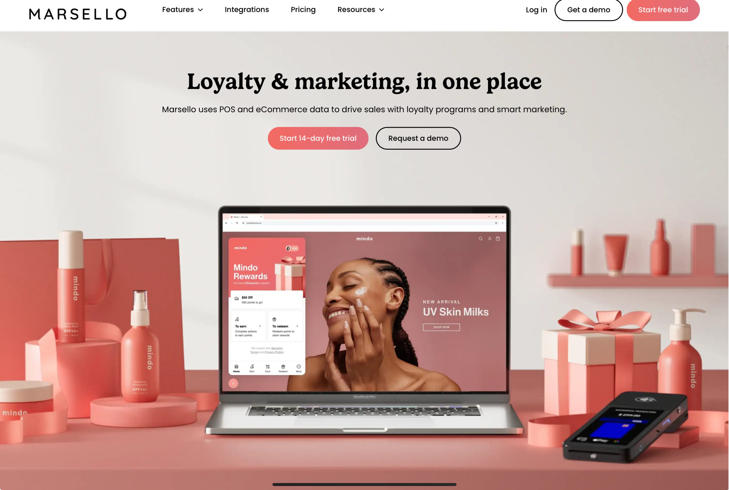 Screenshot of the Marsello homepage