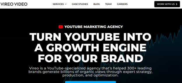 A Screenshot of Vireo Video YouTube influencer marketing agency that specializes in generating organic views for brands through expert strategy and optimization.