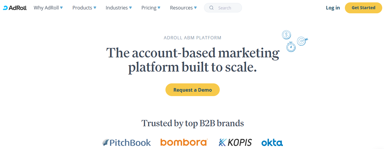 Screenshot of the AdRoll ABM software homepage
