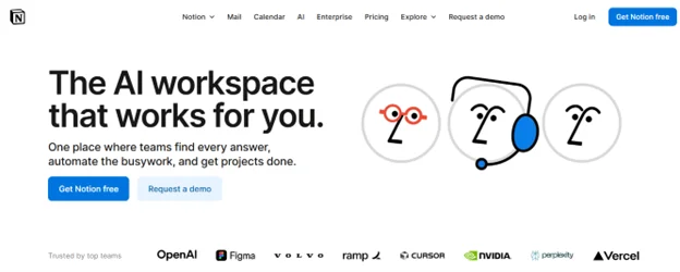 Notion AI homepage