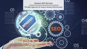 Stock feature image from Canva with the Amazon marketplace logo and the word SEO
