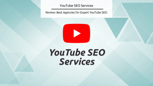 Stock feature image made in Canva - text says YouTube SEO Services with the YouTube button logo