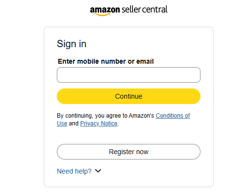 An image showing how to log into Amazon Seller Central