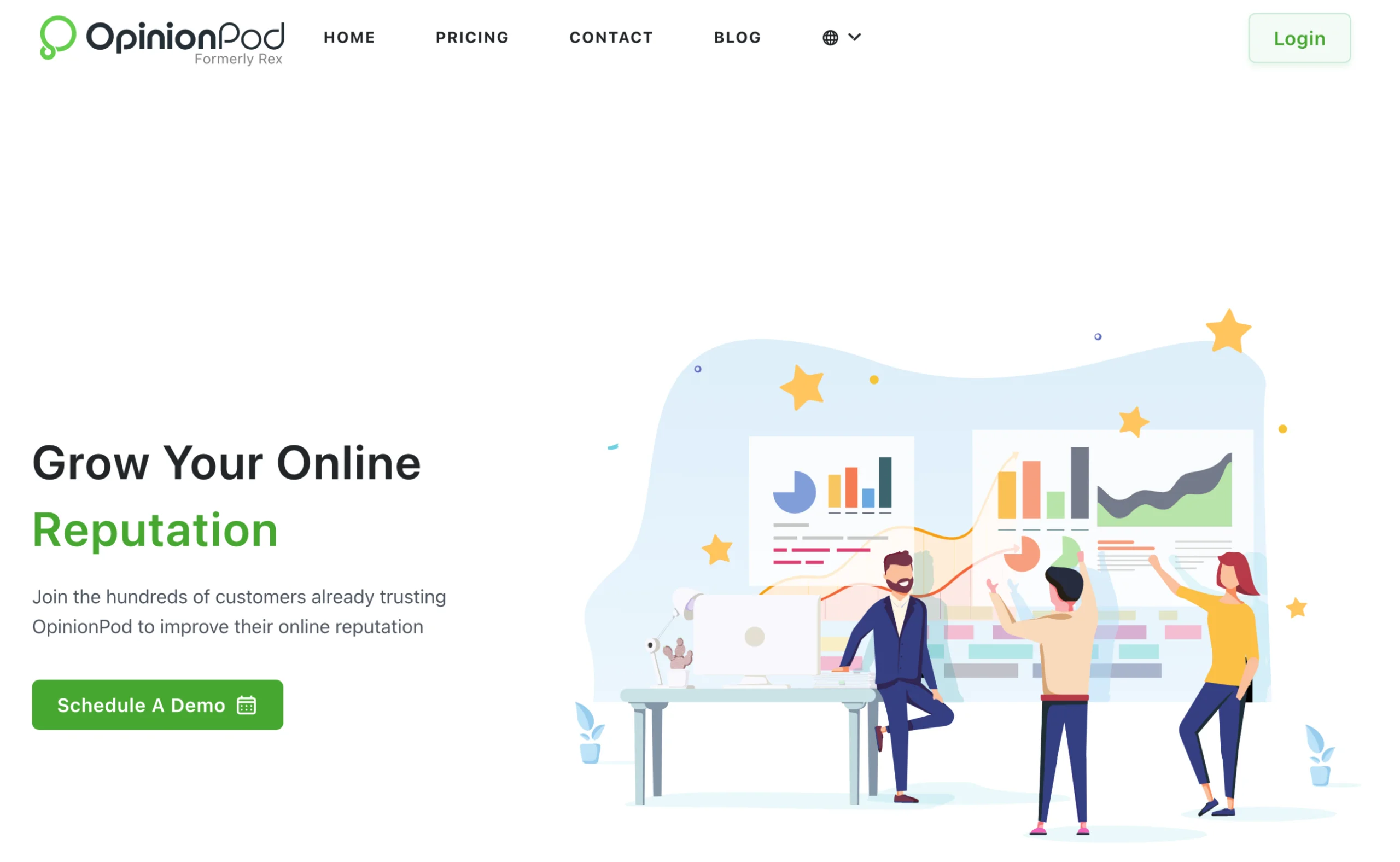 Screenshot of the OpinionPod Homepage