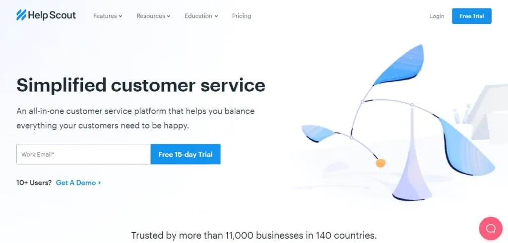 Help Scout – Screengrab of Homepage 