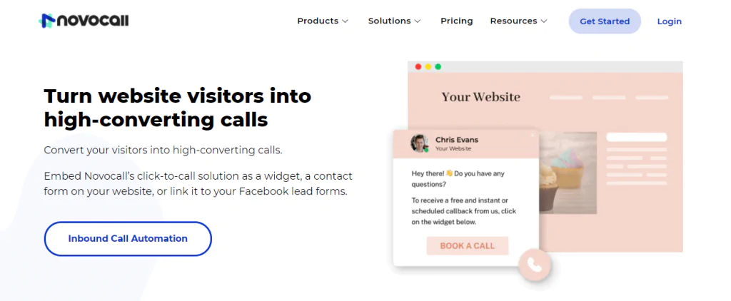 B2B Lead Generation Software - Screenshot of the Novocall Homepage