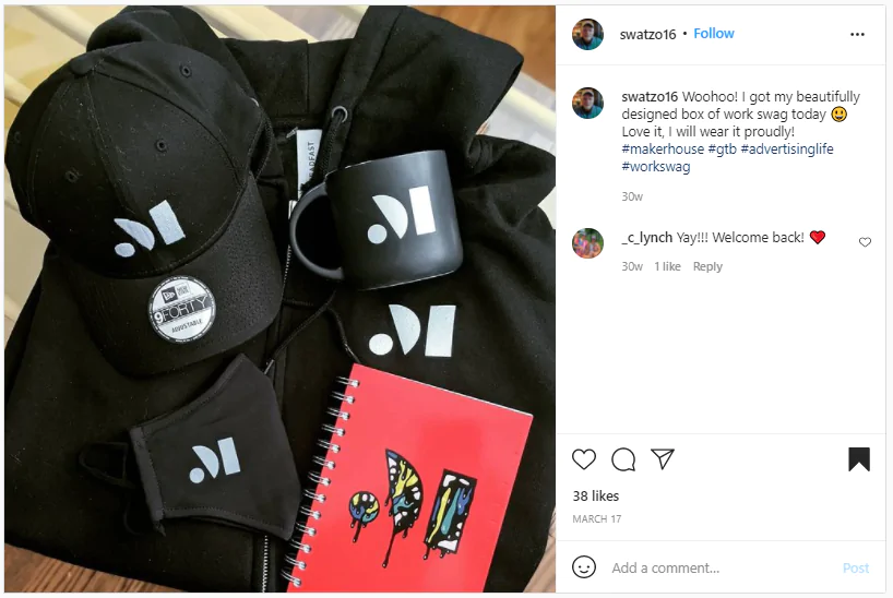 Employee rewards - branded company swag