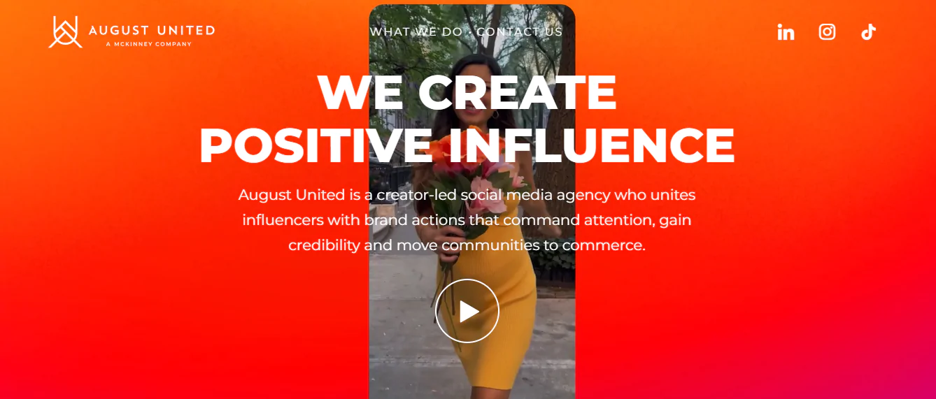 Screenshot of the August United Homepage