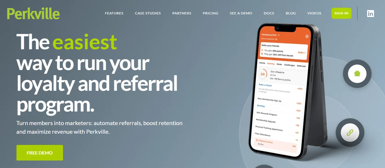Screenshot of the Perkville Homepage
