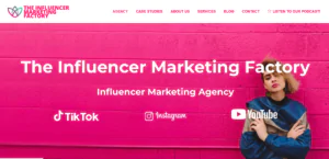 Screenshot of the Influencer Marketing Factory Homepage 2023