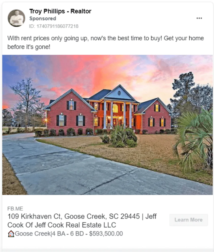 Ad copywriting example