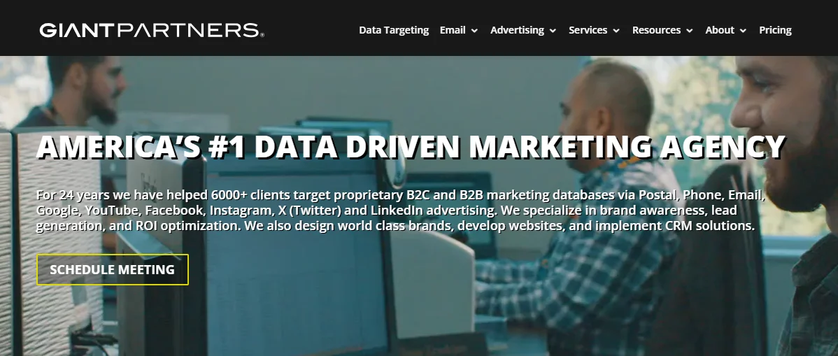 Screenshot of the Giant Partners Agency Homepage