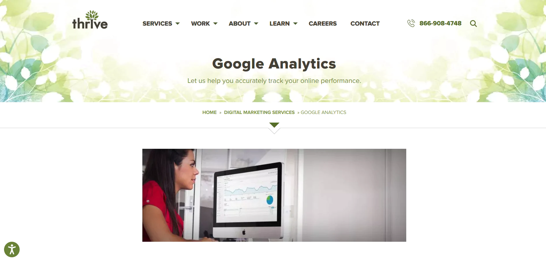 Screenshot of Google Analytics Agency Thrive's Homepage