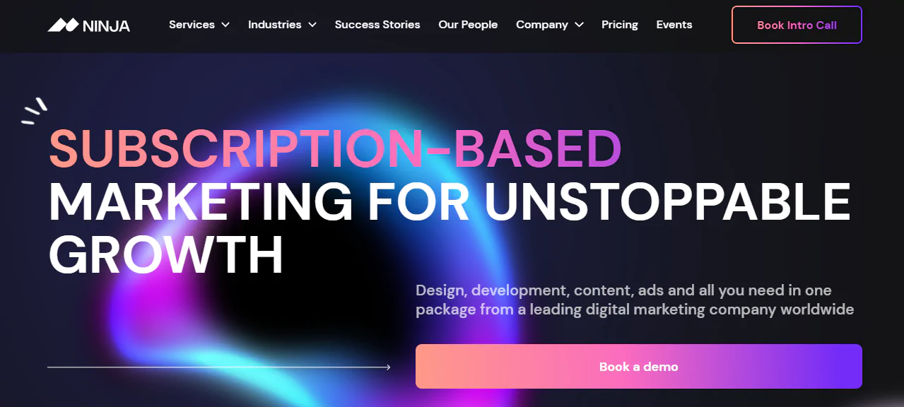 Screenshot of the NinjaPromo Agency Homepage