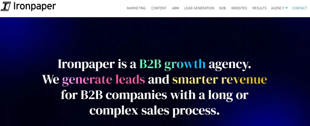 Screenshot of the Ironpaper Logistics Marketing Agency homepage
