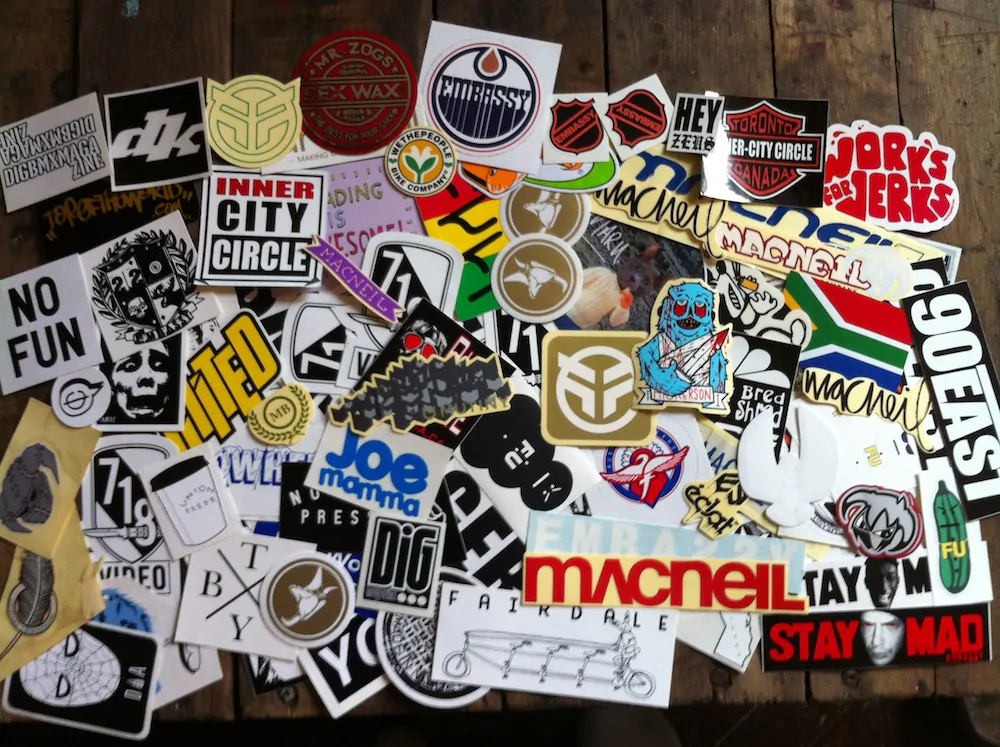 Offline marketing and sticker marketing - examples of branded promotional stickers