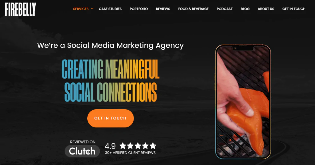 Screenshot of the Firebelly Social Media Marketing Company's Homepage