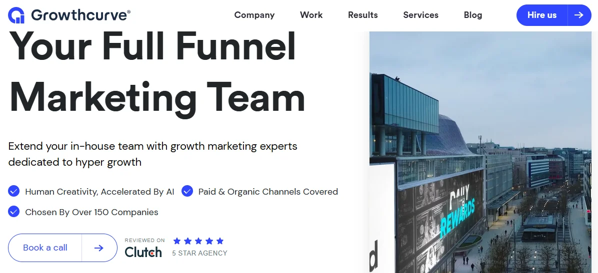 Screenshot of the Growthcurve Agency Homepage