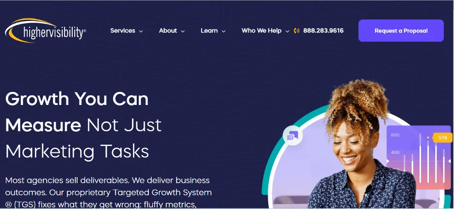 A Screenshot of HigherVisibility SEO company homepage