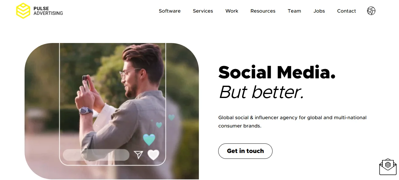 Screenshot of the Pulse Advertising homepage