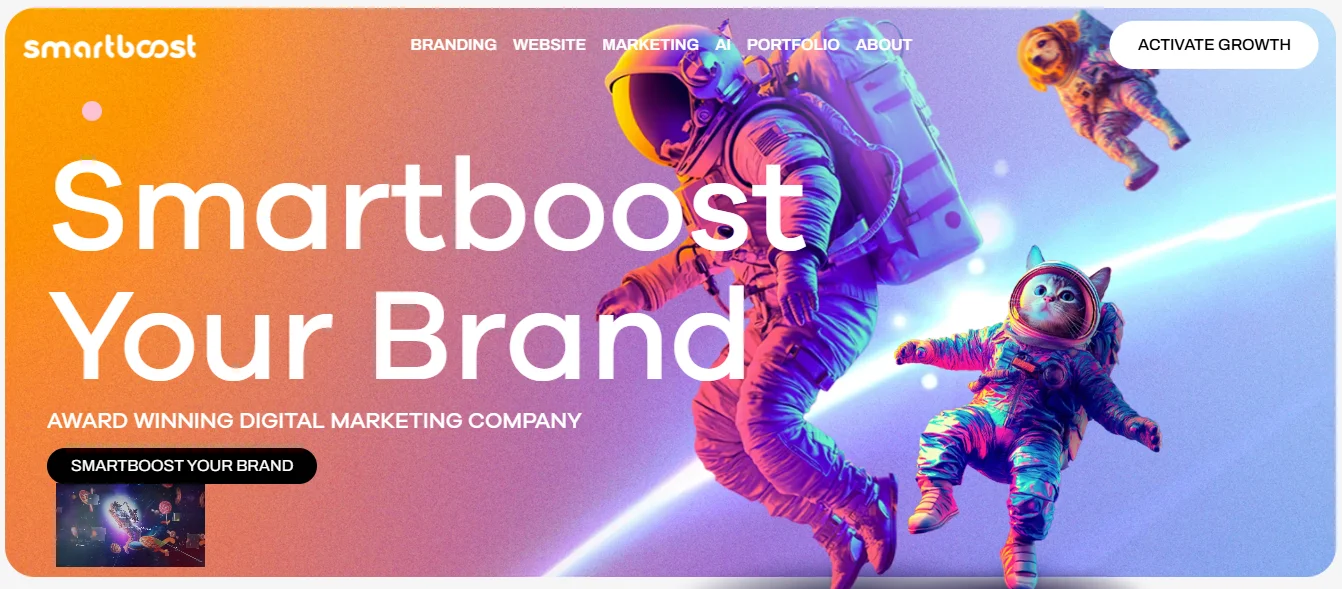 Screenshot of the Smartboost Agency Homepage