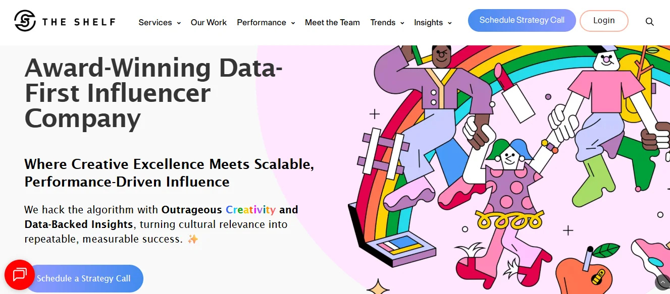 Screenshot of The Shelf's homepage