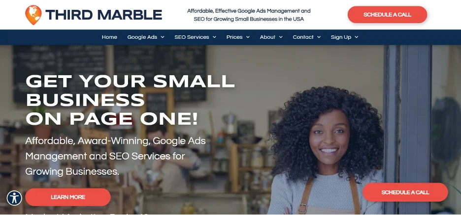 A Screenshot of Third Marble SEO Company Homepage