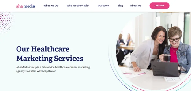 A Screenshot of Aha Media Group homepage