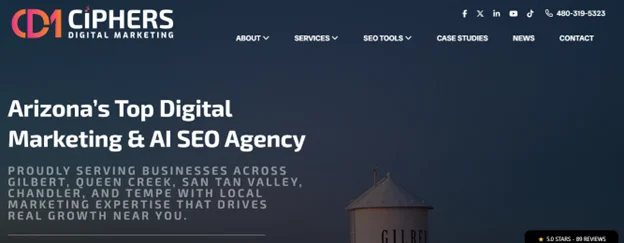A homepage screenshot of Ciphers Digital Marketing agency