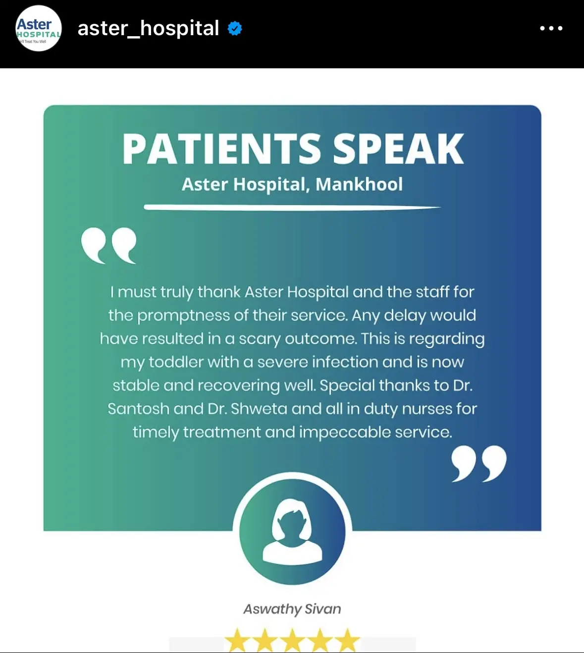 Example of social proof for a medical practice - patient testimonial
