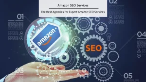 Stock feature image from Canva with the Amazon marketplace logo and the word SEO