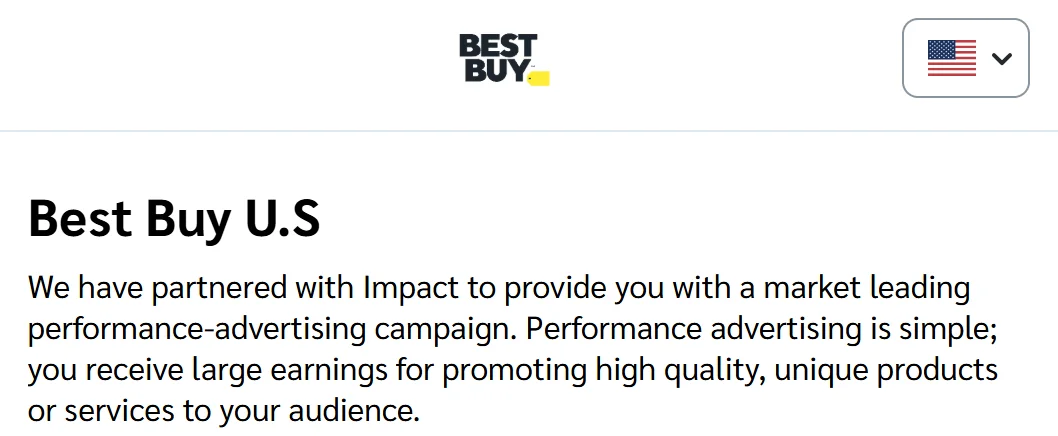 Screenshot of Best Buy's sign-in page for Publishers on Impact.com